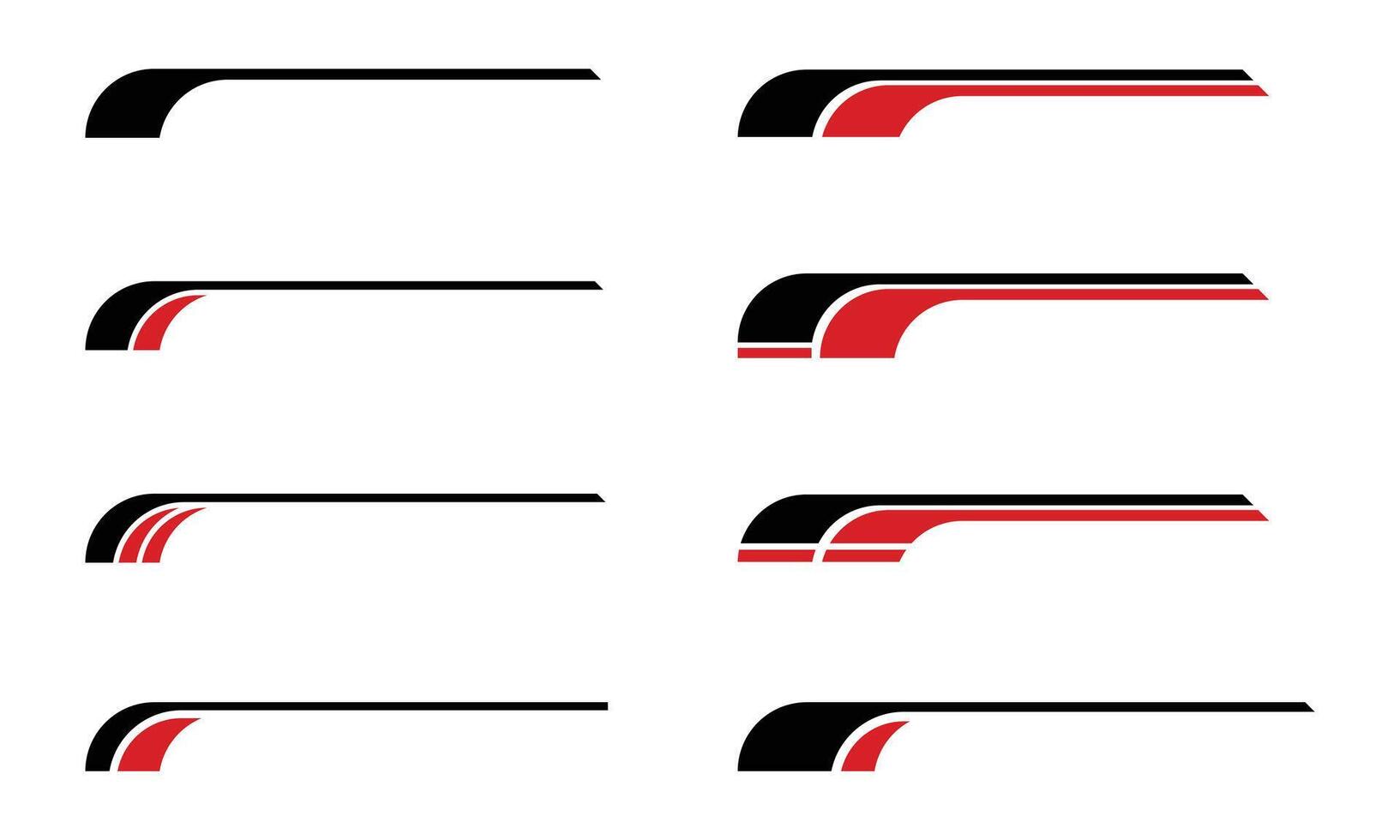 Set of abstract geometric stripes racing style car body wrap stickers vector