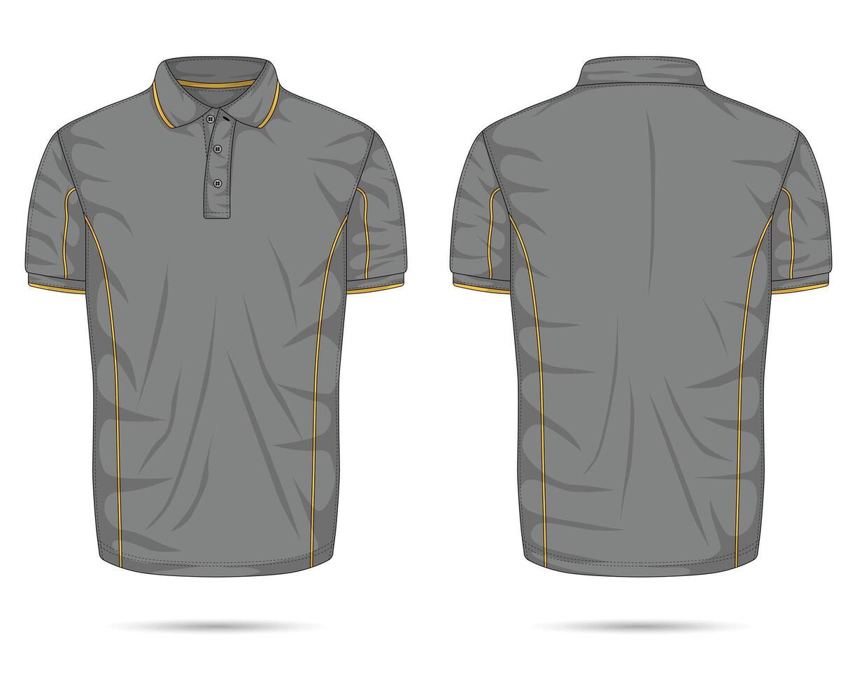 Modern striped polo shirt template front and back view vector