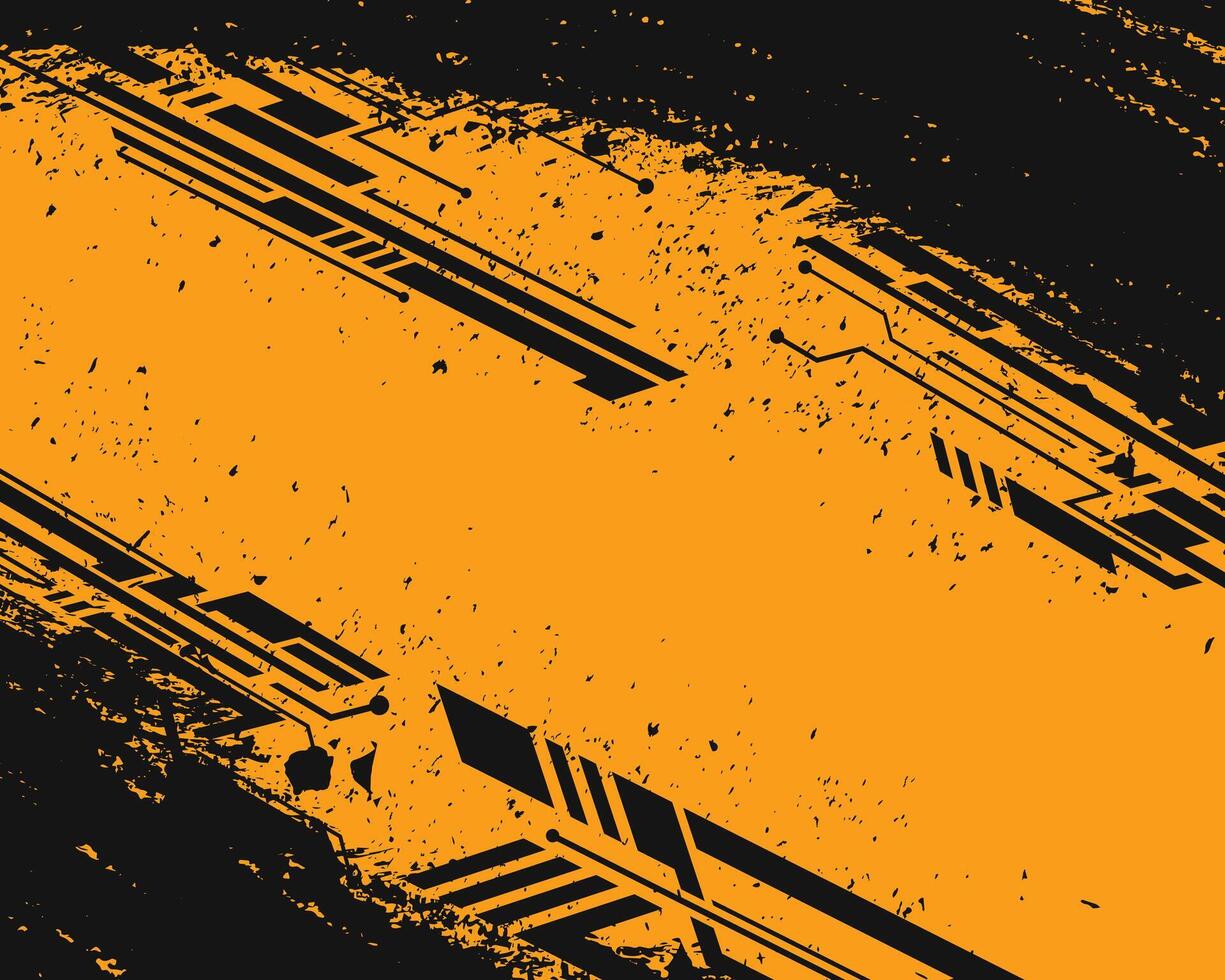 Black and yellow background grunge brush strokes abstract textured vector