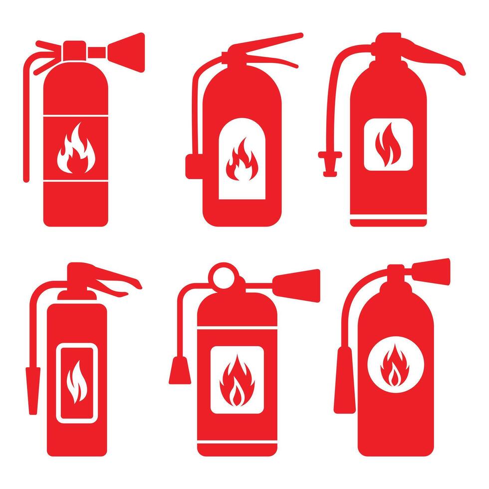 Collection of different fire extinguisher logos vector