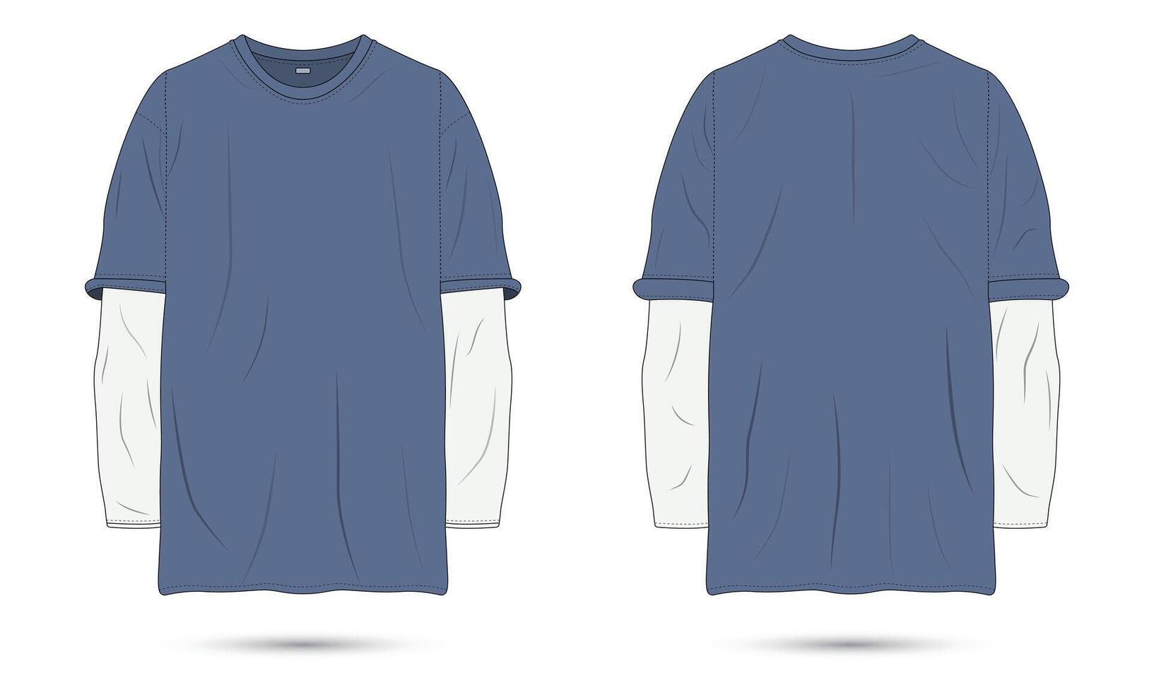 Blank casual t-shirt template front and back view vector