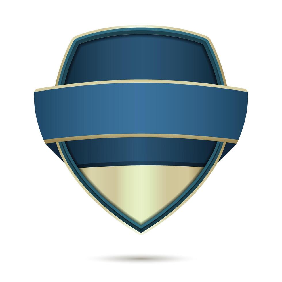 Realistic 3d elegant shield badge vector