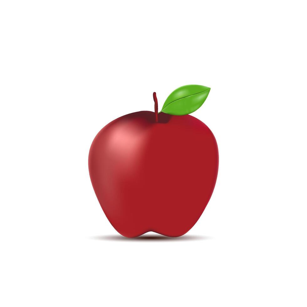 3d illustration fresh red apple isolated on white background vector