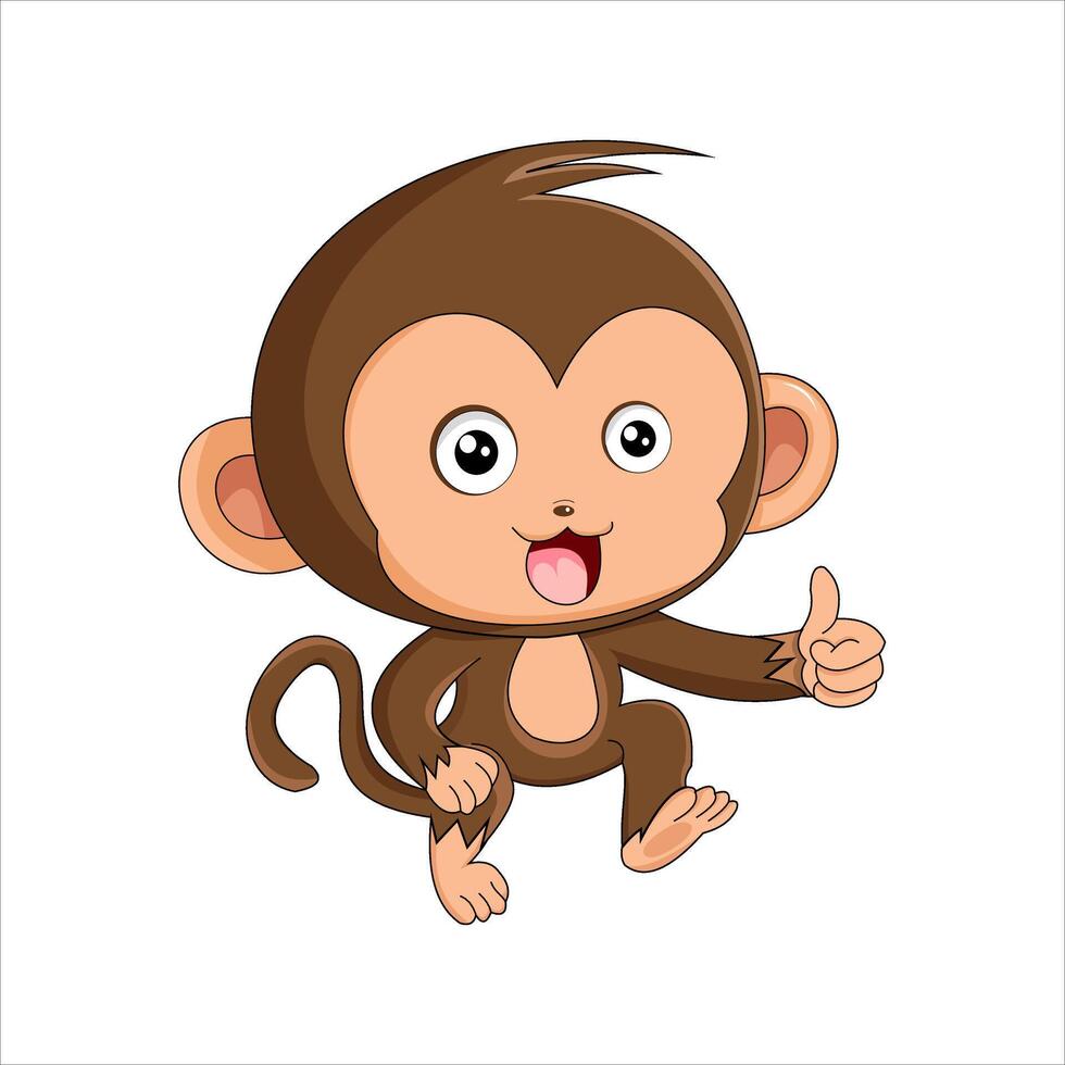 cartoon monkey with thumbs up on white background vector