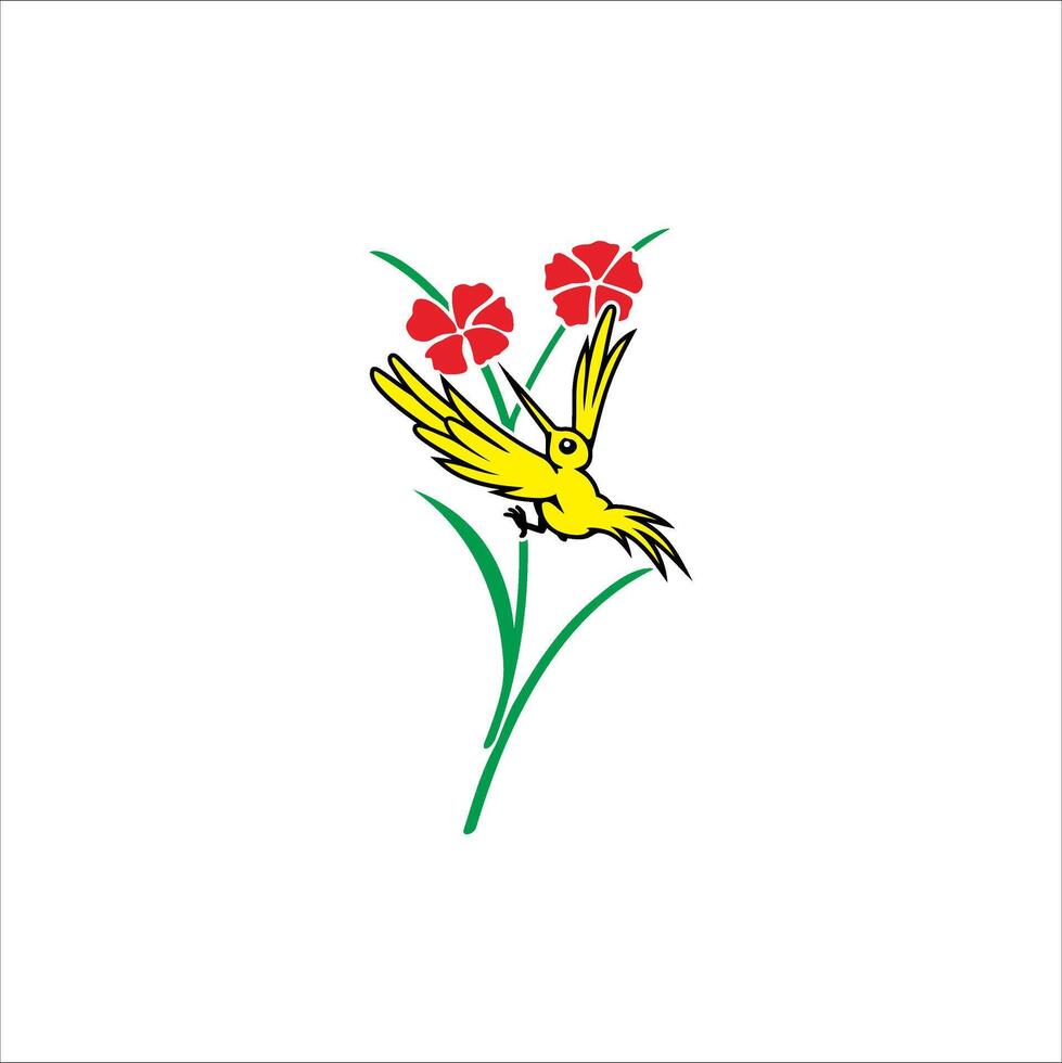 Canaries look for food from red flower essence. It can be used as graphic design vector