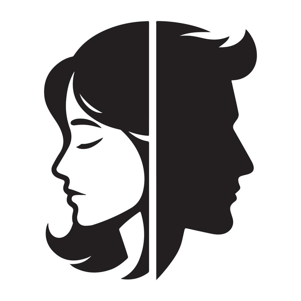 Silhouette of a black man seen from the side, clip art vector