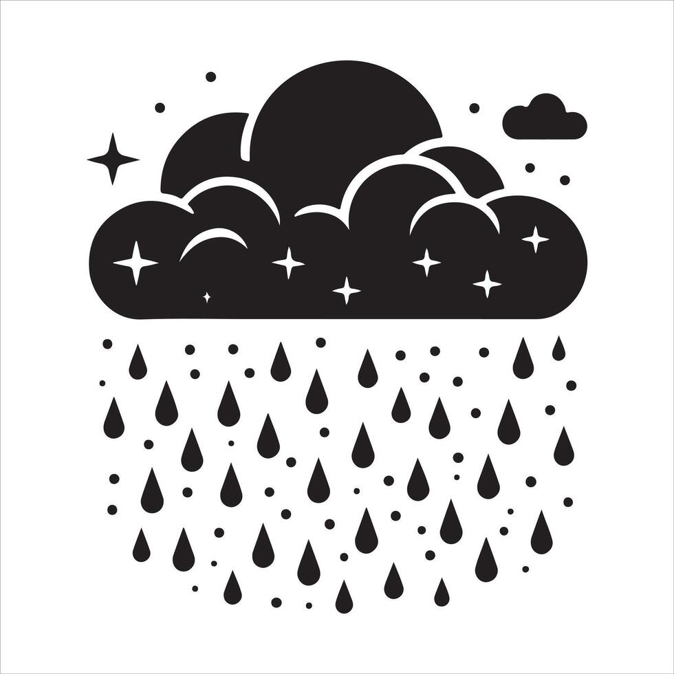 Clouds Silhouette Isolated. Weather icons. Silhouette, rain, clouds, sun, snow, cold, heat weather icons vector
