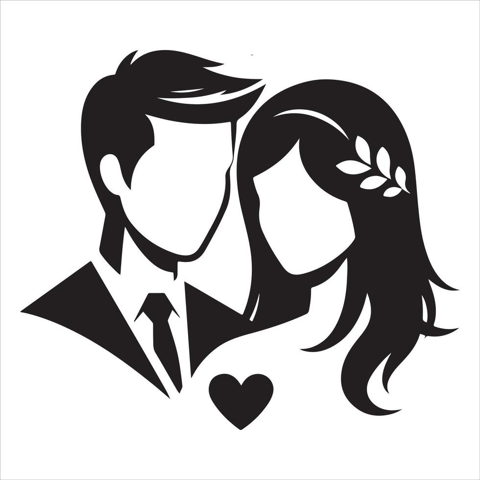 Couple faces silhouettes. Sensual man and woman heads profile, male and female near scene outline graphics isolated on white vector