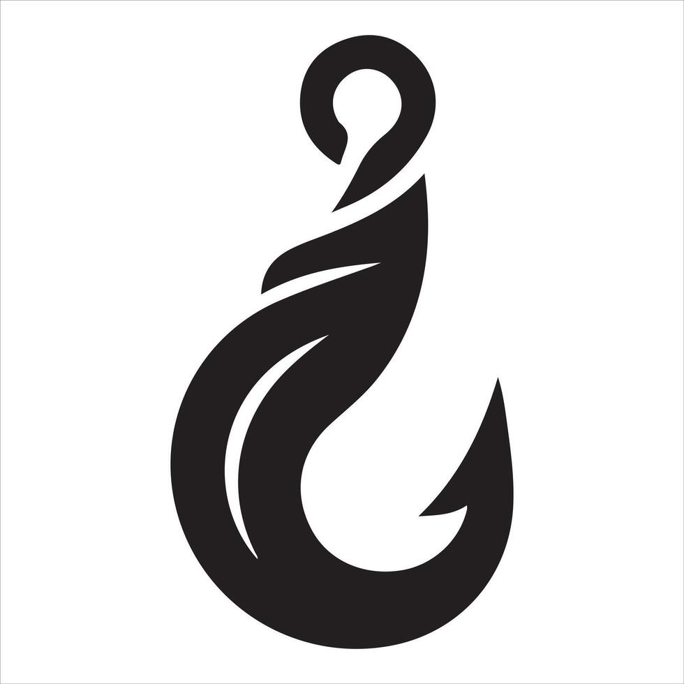 Fishing hook icon, silhouette on white background, simple hook silhouette vector