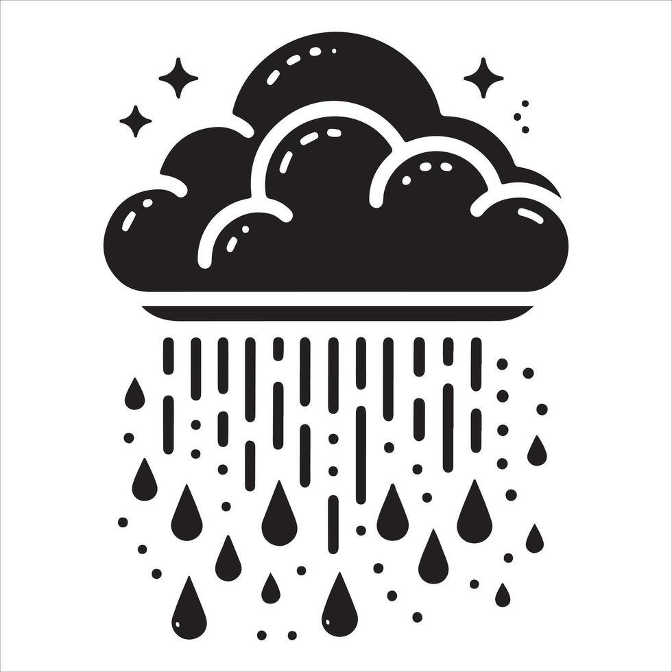 Clouds Silhouette Isolated. Weather icons. Silhouette, rain, clouds, sun, snow, cold, heat weather icons vector