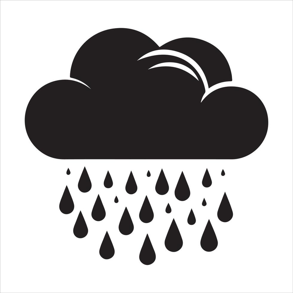Clouds Silhouette Isolated. Weather icons. Silhouette, rain, clouds, sun, snow, cold, heat weather icons vector