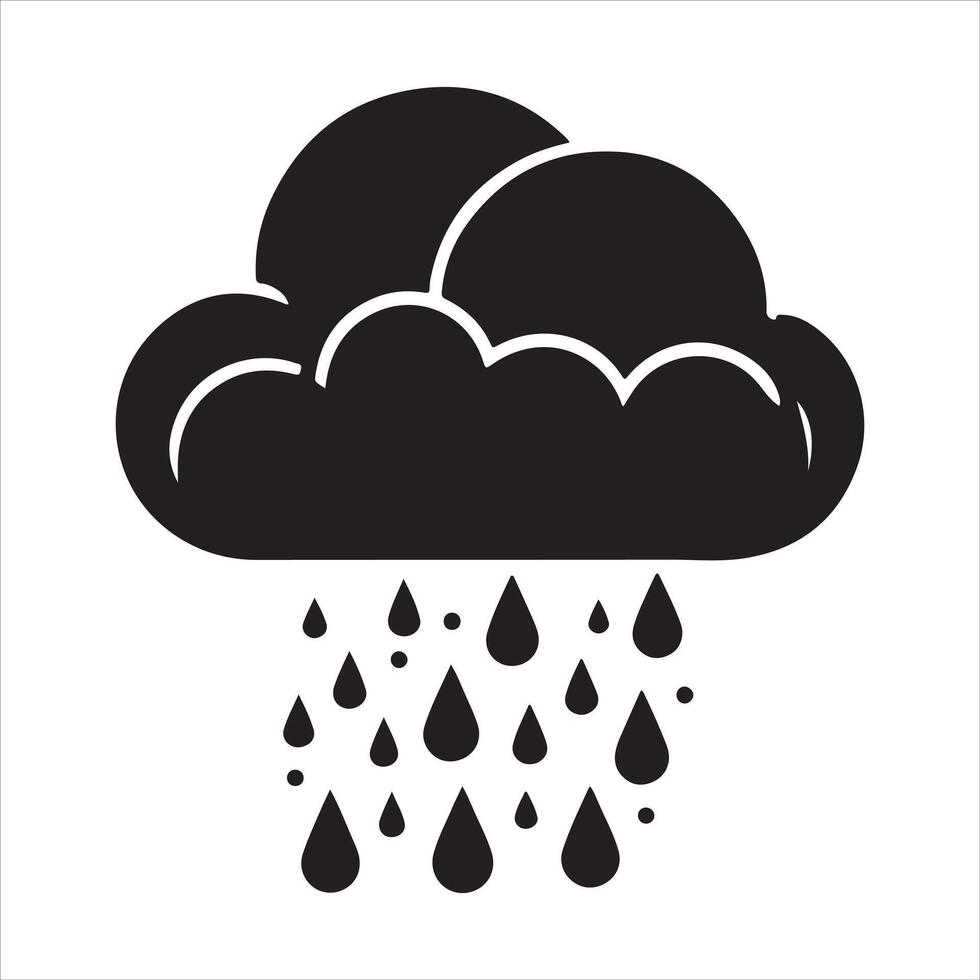 Clouds Silhouette Isolated. Weather icons. Silhouette, rain, clouds, sun, snow, cold, heat weather icons vector