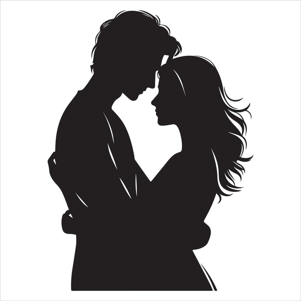 Romantic couple in various poses silhouettes collection set. Couple falling in love different poses vector