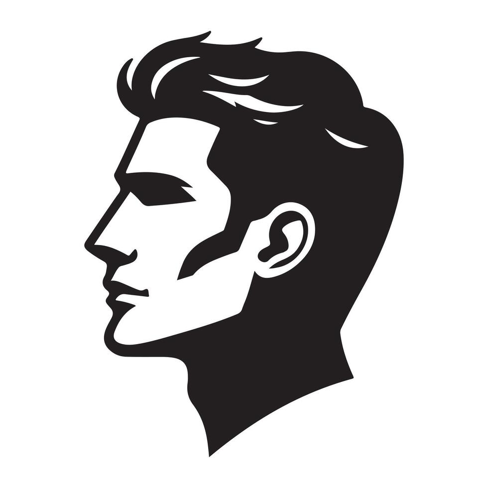 Human head profile black shadow silhouette illustration isolated on white background vector