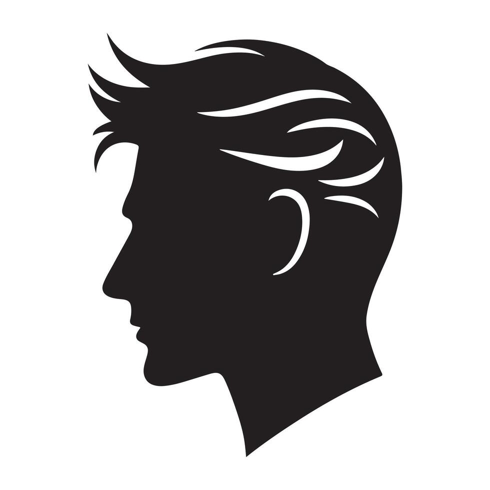 Silhouette of a black man seen from the side, clip art vector