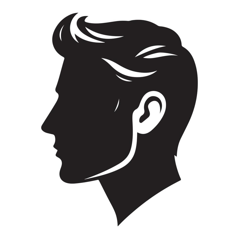 Silhouette of a black man seen from the side, clip art vector