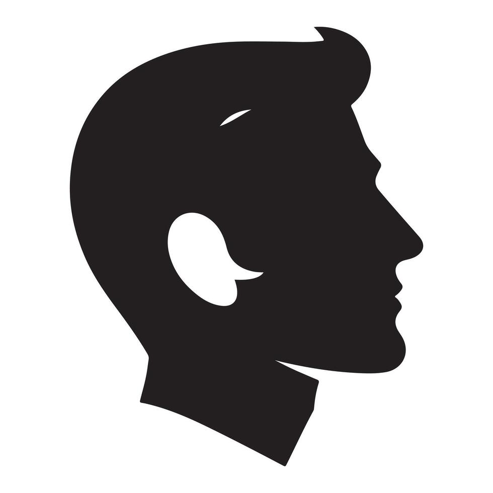 Silhouette of a black man seen from the side, clip art vector