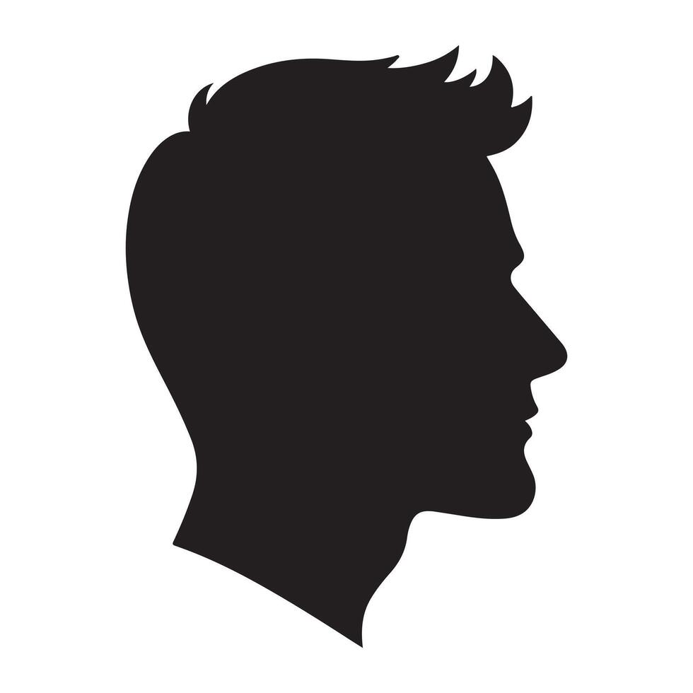 Silhouette of a black man seen from the side, clip art vector