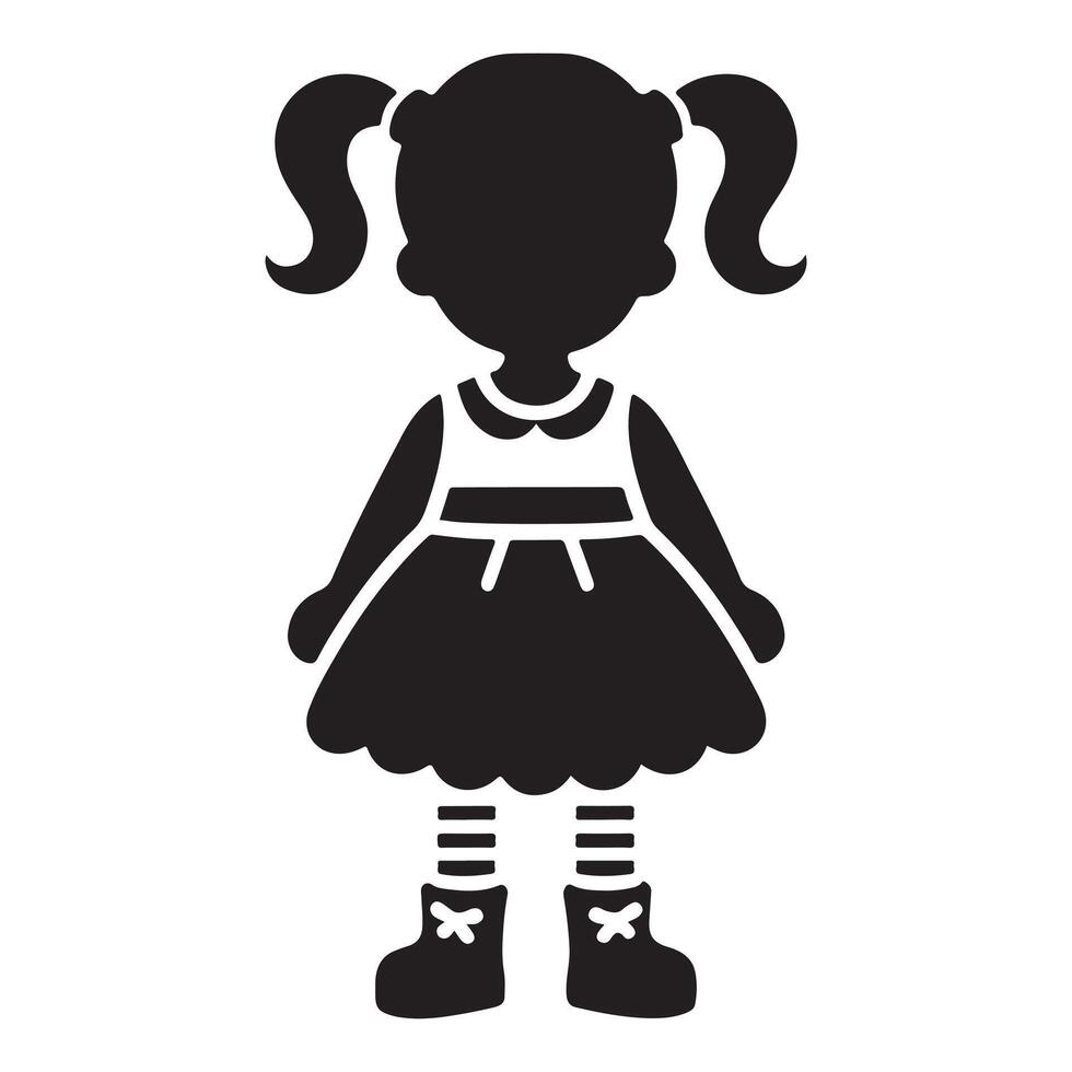 Doll silhouette icon black page for kids. illustration of doll silhouette icon black page isolated on white background vector