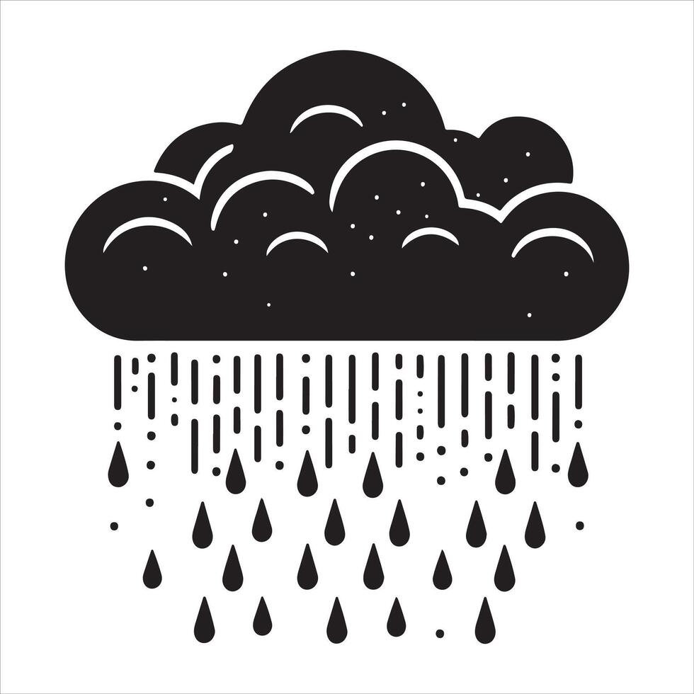 Clouds Silhouette Isolated. Weather icons. Silhouette, rain, clouds, sun, snow, cold, heat weather icons vector