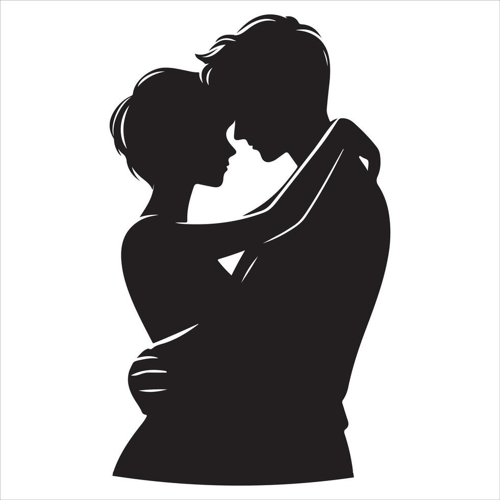 Romantic couple in various poses silhouettes collection set. Couple falling in love different poses vector
