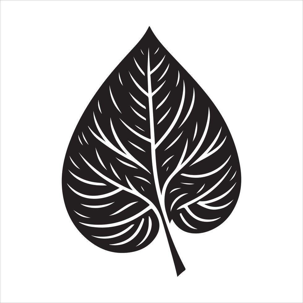 Black leaves silhouettes and shadow isolated on white background. Betel leaves vector