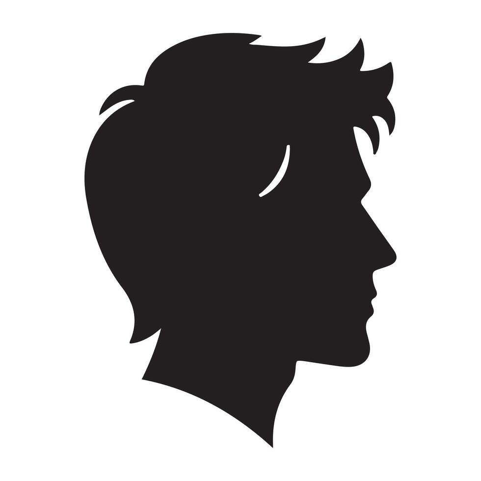 Human head profile black shadow silhouette illustration isolated on white background vector