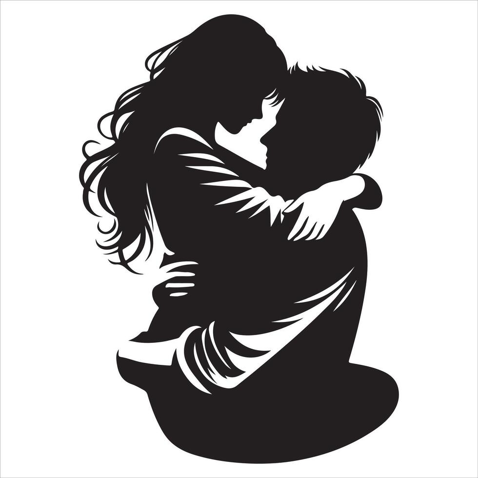 Romantic couple in various poses silhouettes collection set. Couple falling in love different poses vector