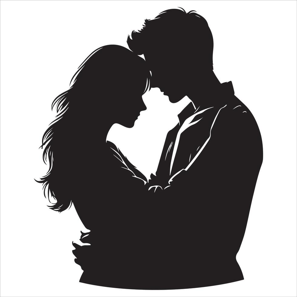Romantic couple in various poses silhouettes collection set. Couple falling in love different poses vector