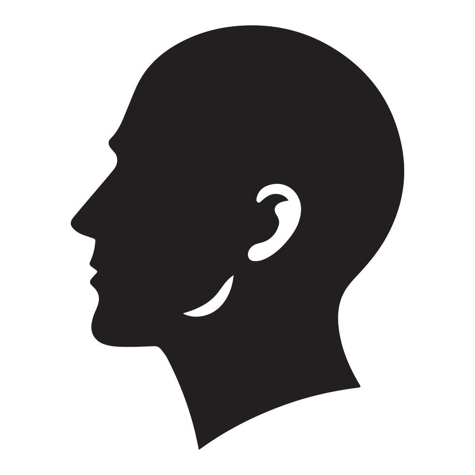 Silhouette of a black man seen from the side, clip art vector