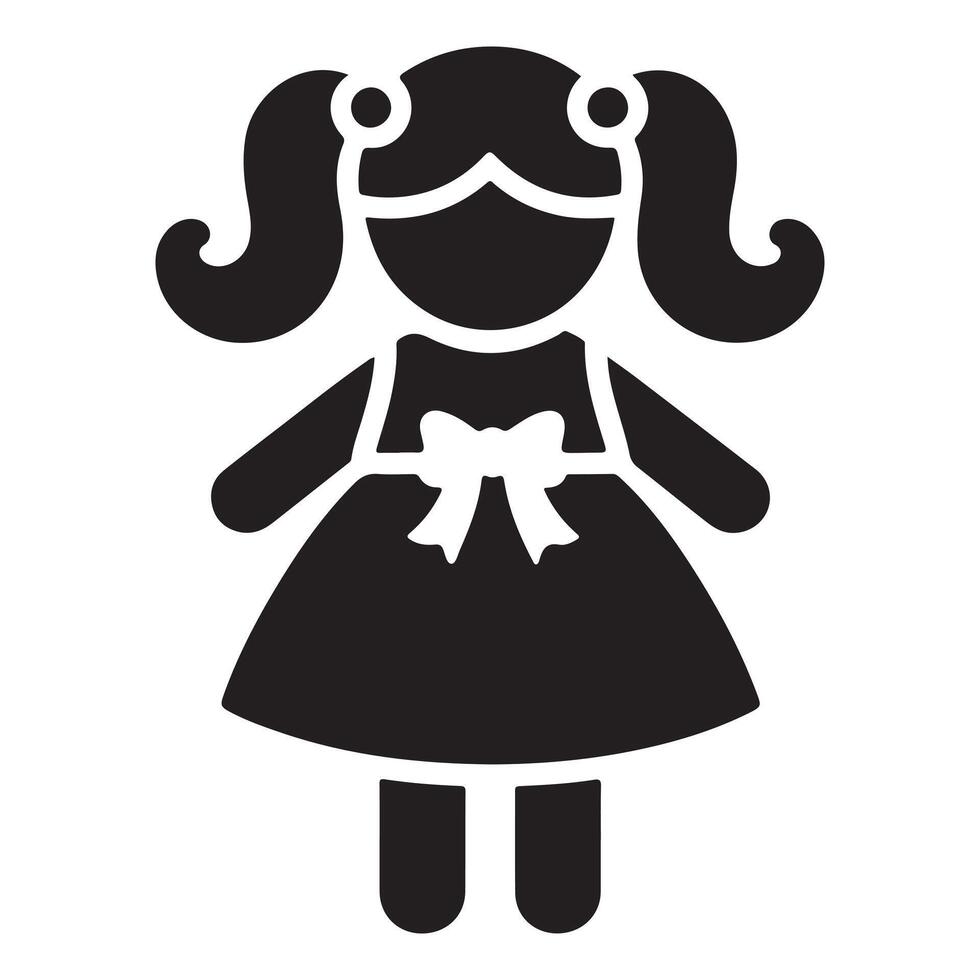 Doll silhouette icon black page for kids. illustration of doll silhouette icon black page isolated on white background vector