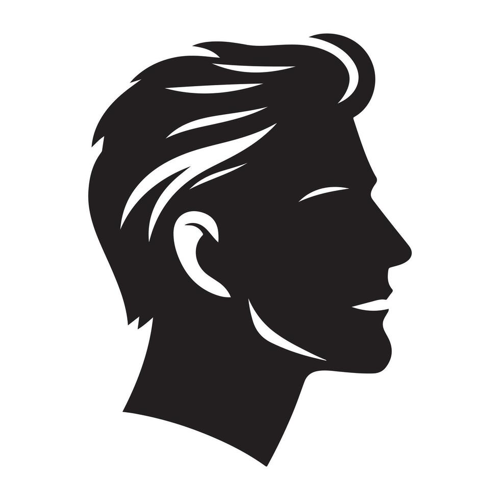 Human head profile black shadow silhouette illustration isolated on white background vector