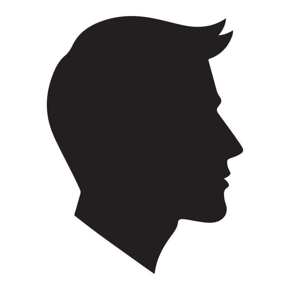Human head profile black shadow silhouette illustration isolated on white background vector