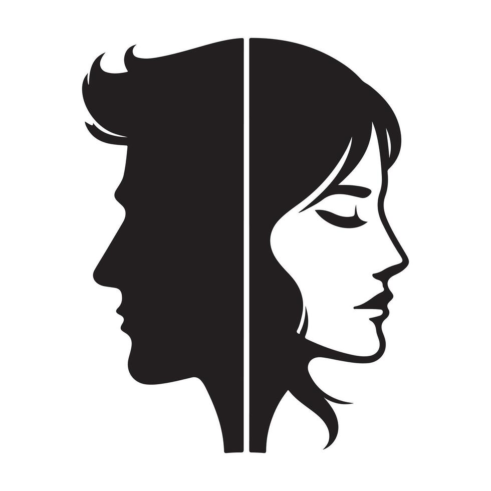 Silhouette of a black man seen from the side, clip art vector