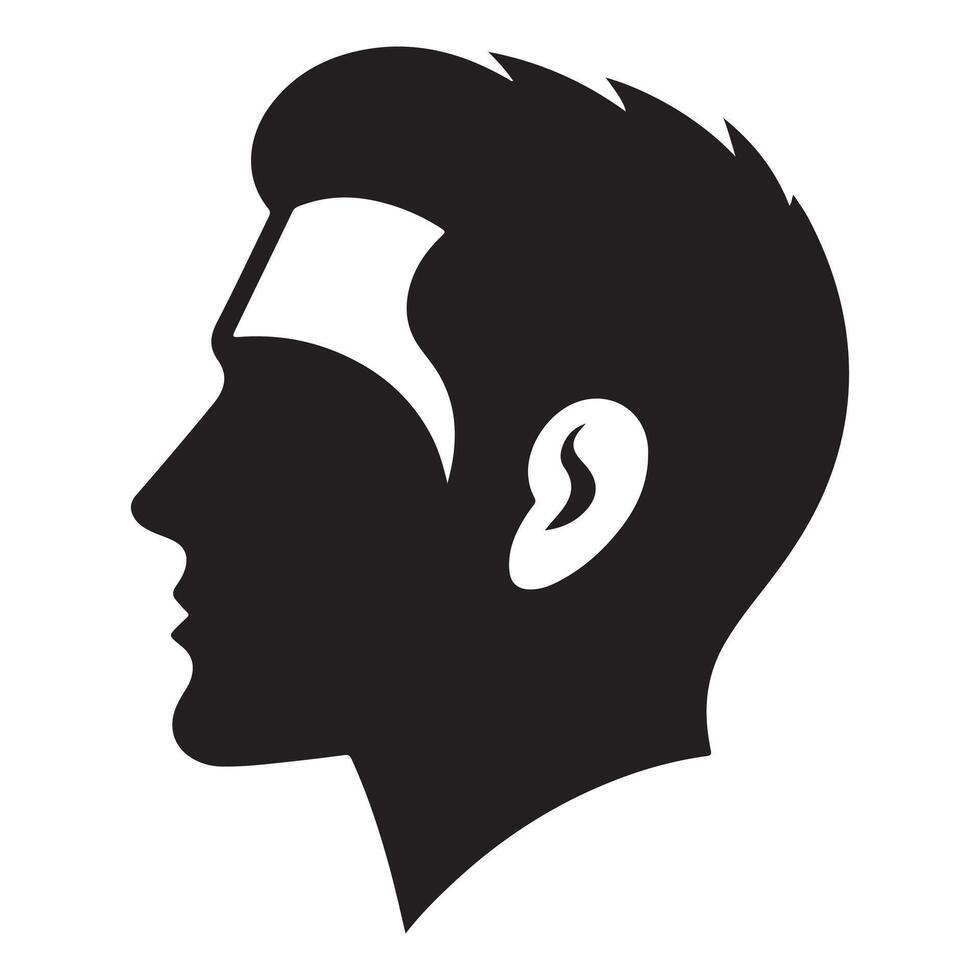 Human head profile black shadow silhouette illustration isolated on white background vector