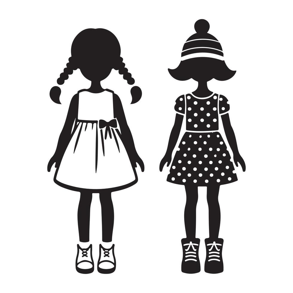 Doll silhouette icon black page for kids. illustration of doll silhouette icon black page isolated on white background vector