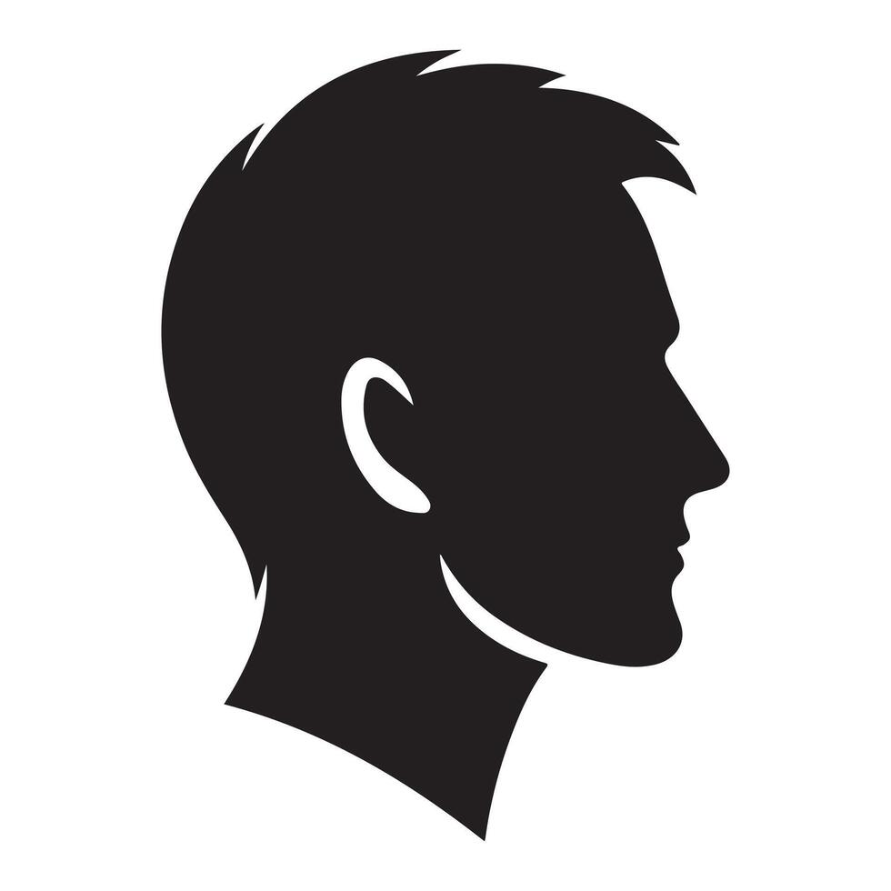 Silhouette of a black man seen from the side, clip art vector