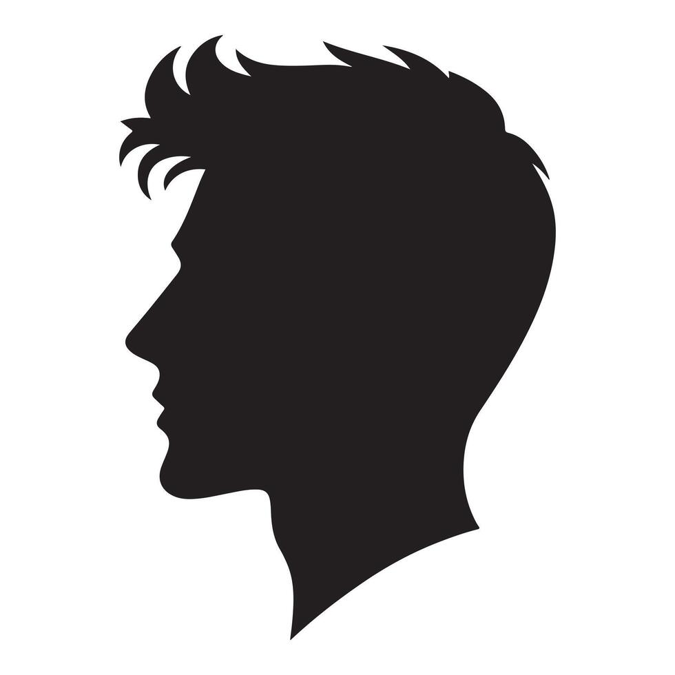 Human head profile black shadow silhouette illustration isolated on white background vector