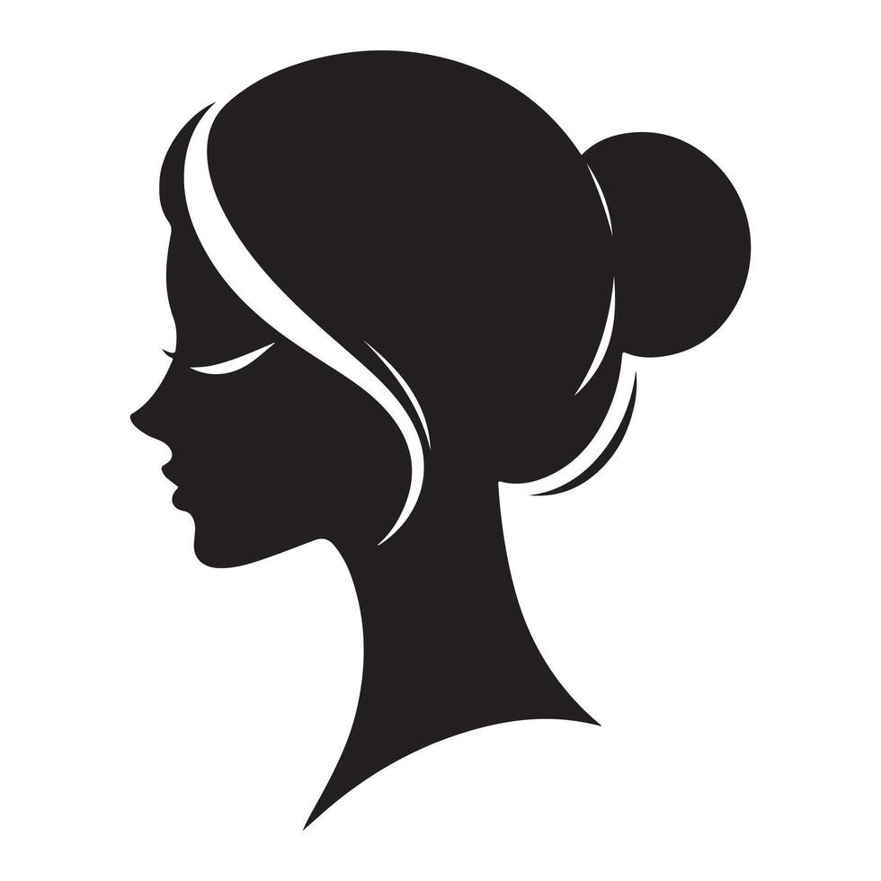 Woman's face from the side. Silhouettes of people in three different styles. Face profile. Hair Style Woman Silhouette Illustration vector