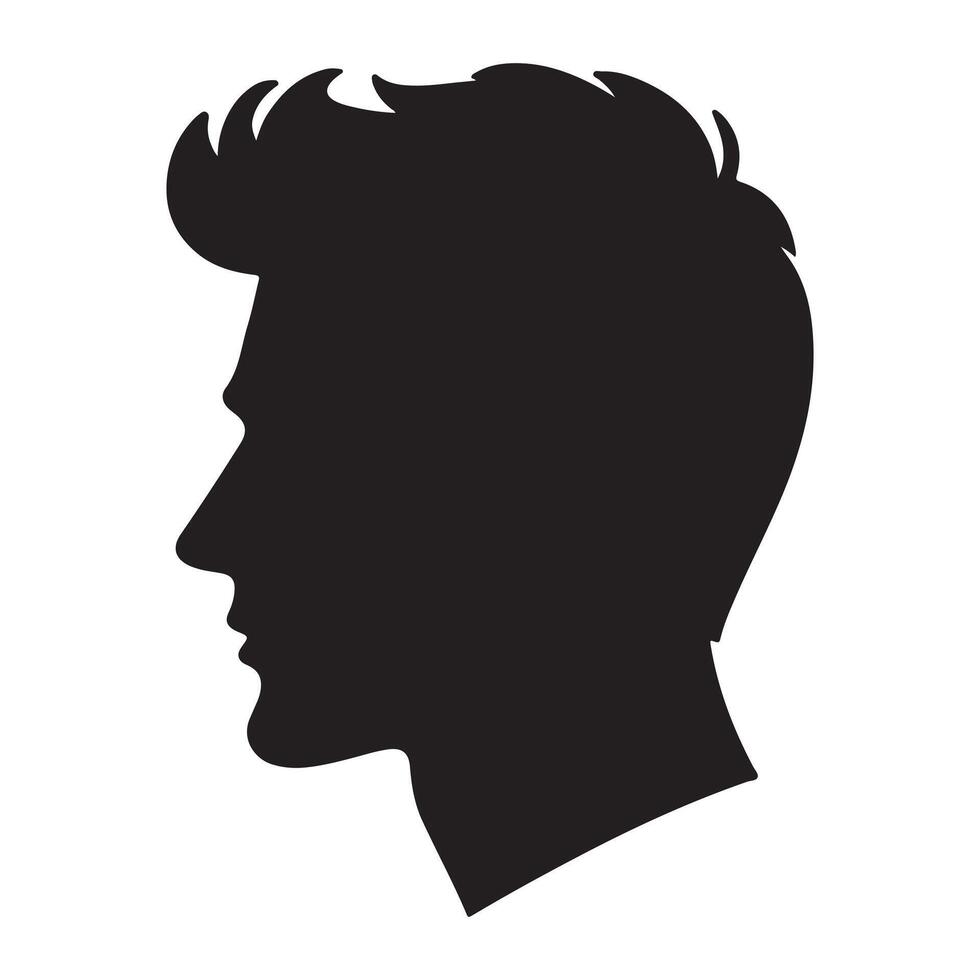 Human head profile black shadow silhouette illustration isolated on white background vector