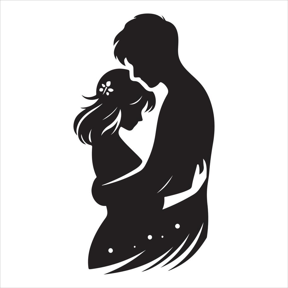 Romantic couple in various poses silhouettes collection set. Couple falling in love different poses vector