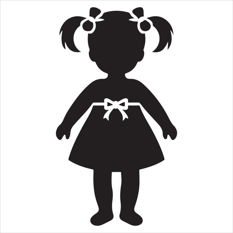 Doll silhouette icon black page for kids. illustration of doll silhouette icon black page isolated on white background vector