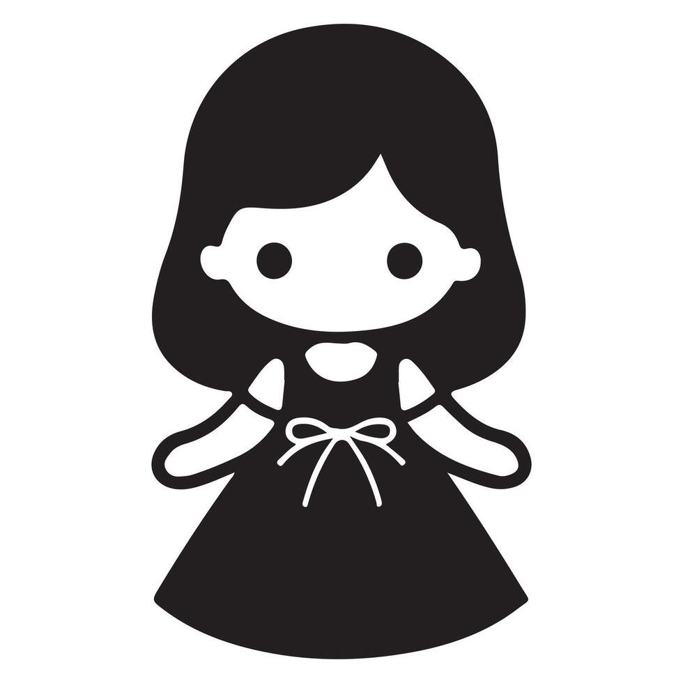 Doll silhouette icon black page for kids. illustration of doll silhouette icon black page isolated on white background vector