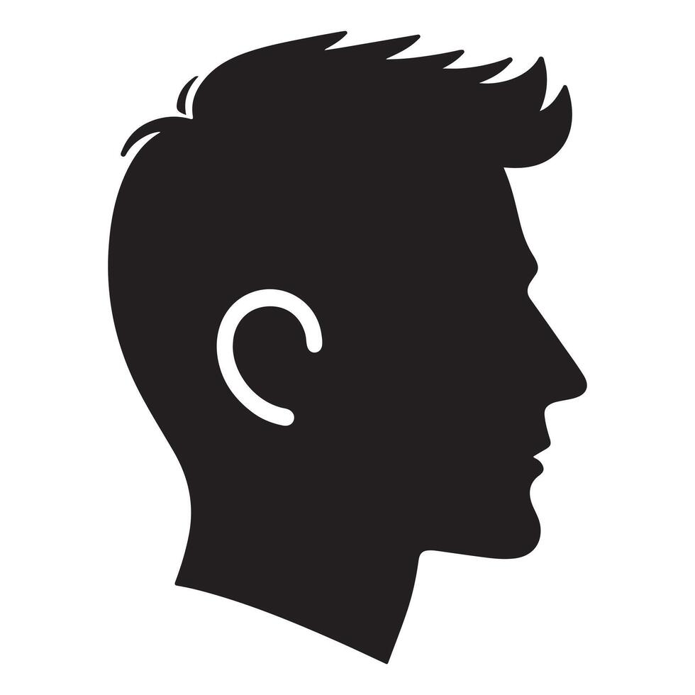 Silhouette of a black man seen from the side, clip art vector