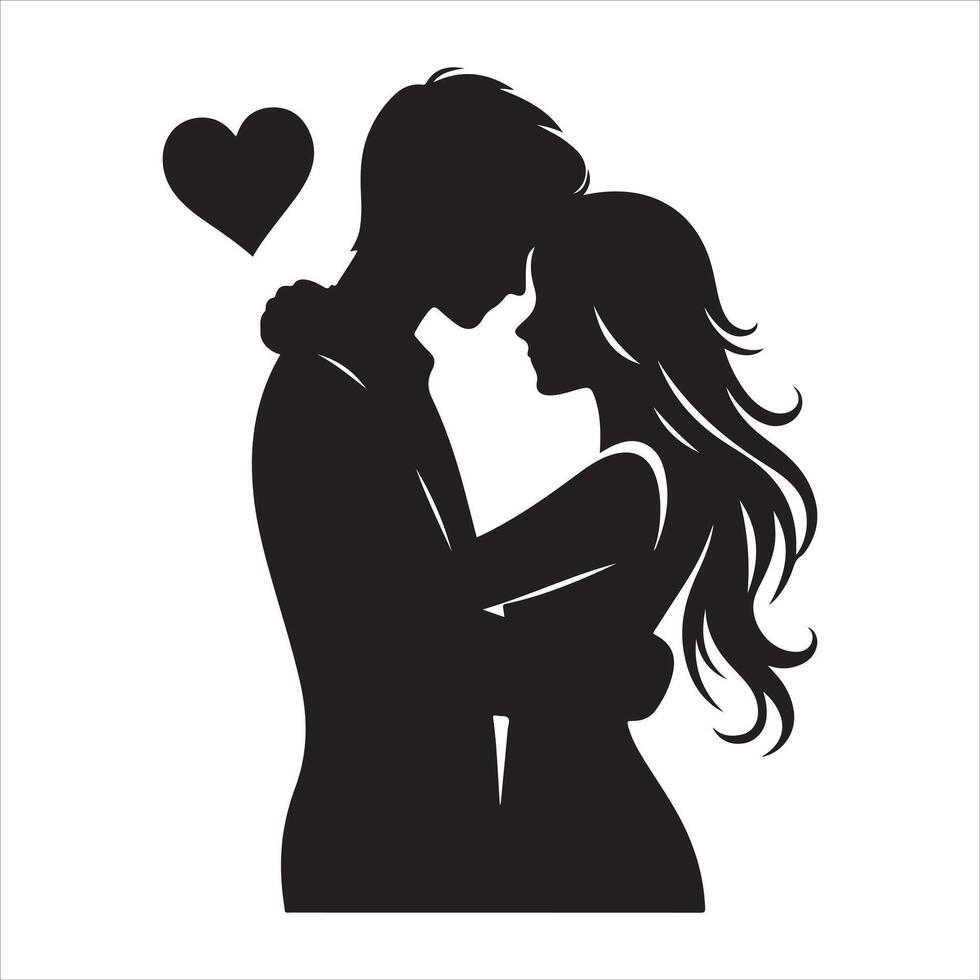Romantic couple in various poses silhouettes collection set. Couple falling in love different poses vector