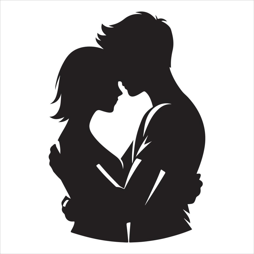 Romantic couple in various poses silhouettes collection set. Couple falling in love different poses vector