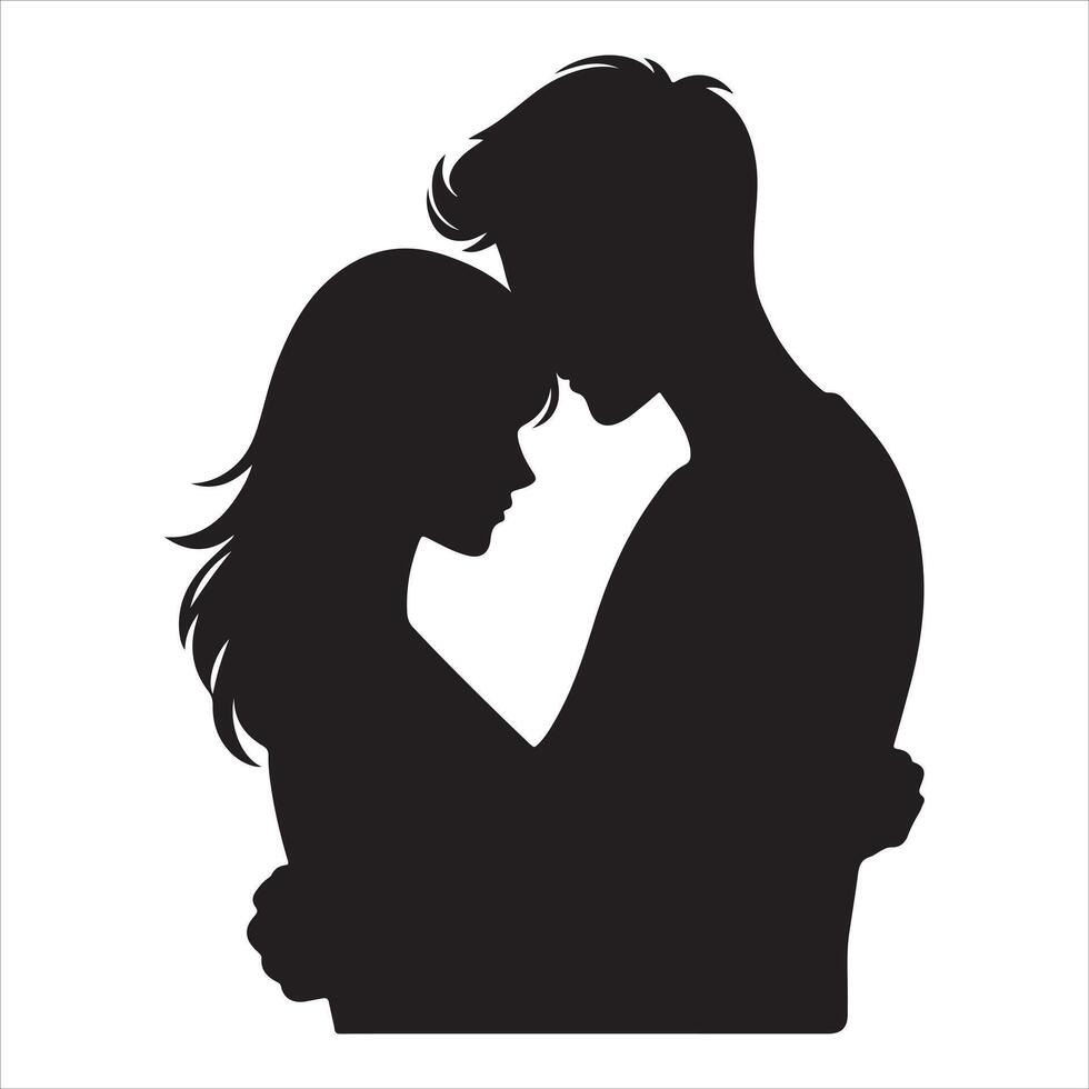 Romantic couple in various poses silhouettes collection set. Couple falling in love different poses vector