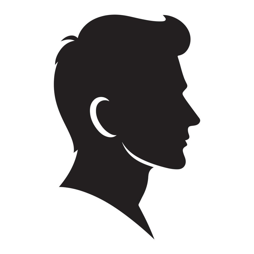 Human head profile black shadow silhouette illustration isolated on white background vector