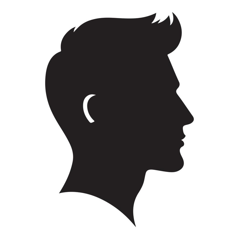 Silhouette of a black man seen from the side, clip art vector