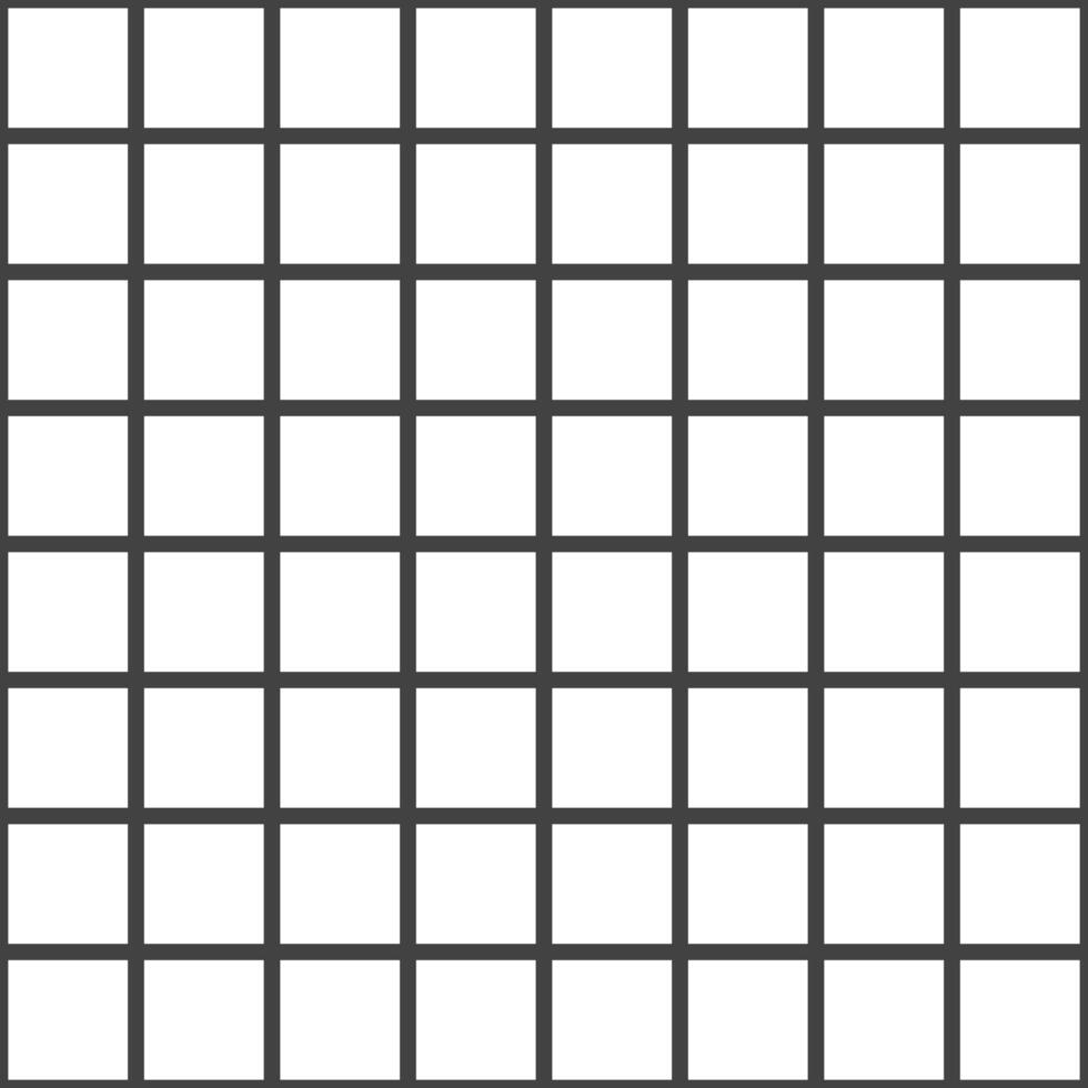 White squares with a black outline or grid background form a seamless geometric pattern. vector